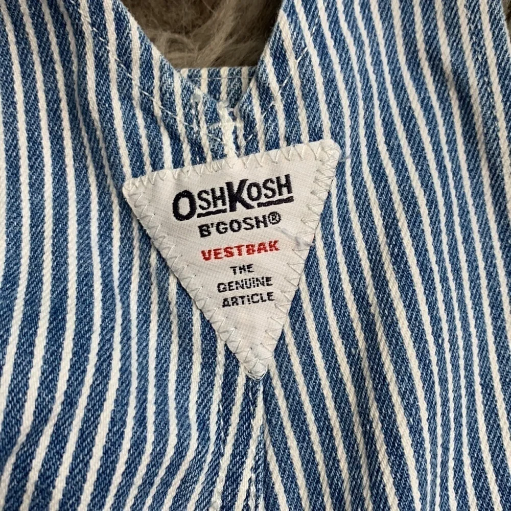 OshKosh B'gosh Vestbak Vintage Striped Denim Overalls sz 18 months